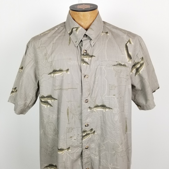 *SOLD* Columbia River Lodge Fish Print Button Down - Picture 2 of 7